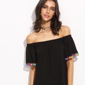 Off the shoulder Pom Pom dress